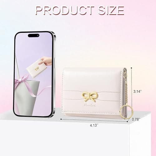 Sunwel Fashion Cute Coquette Bow Wallet with Key-chain for Women Girls | Bow Print Wallet Card Holder ID Window thumbnail 2