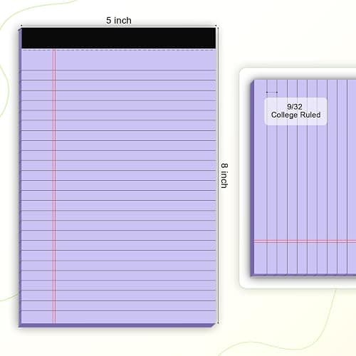 AILZFEI 5pcs Colored Note Pads 5x8 College Ruled Small Legal Pads Paper Notepads 5 Pack Study Back Writing Pads 5 x 8 Paper Pads Perforated Narrow Ruled Pads of Paper 30 Sheets/Pack thumbnail 3