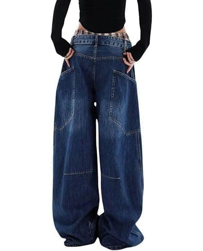 Lafaguw Baggy Jeans for Woman Men High Waisted Barrel Leg Jeans Casual Loose Denim Pants Streetwear Clothes thumbnail 5