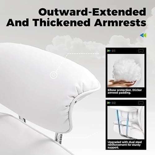 COMHOMA Big and Tall Office Chair, High Back Leather Gaming Chairs with Footrest, Executive Ergonomic Office Chair with Pocket Spring Lumbar Support and with Outward Fixed Soft Armrests thumbnail 6
