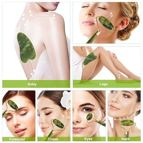 fuvooi Jade Gua Sha Facial Massager Set - 5 in 1 Skin Care Tools with Roller and Massager thumbnail 7