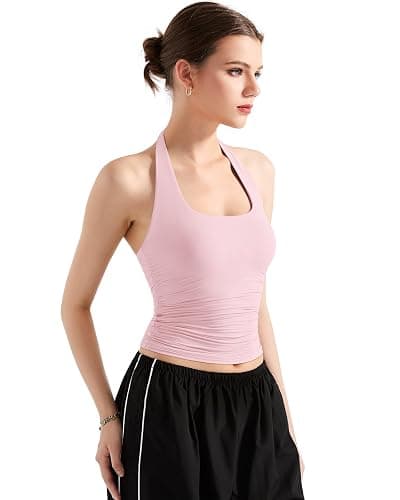 SUUKSESS Women Halter Tank Tops Double Lined Backless Y2K Trendy Going Out Tops thumbnail 2