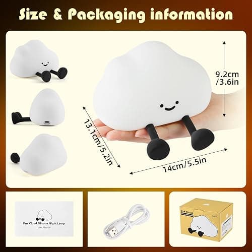 YISUN Cloud Night Light, Cute Silicone Nightlight for Baby Toddler, Rechargeable LED Nursery Lamp with Timer, 3 Level Dimmable Soft Squishy Night Lamp Gift for Bedroom Kids Room Decor thumbnail 3
