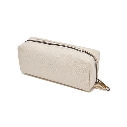 YONBEN Pencil Case Durable Cotton Canvas Pouch Bag for Pens Stylish and soft (Beige) thumbnail 9