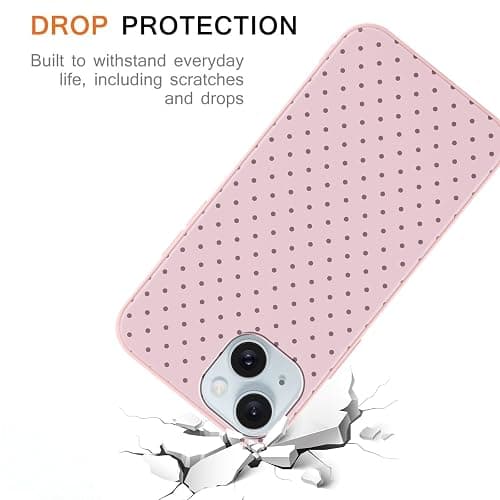 Yirlbey Estivi Cover per iPhone 15 6,1'', Custodia Viola Polka Dot Disegno Motivo Aesthetic Summer per Ragazza Antiurto Rosa Silicone Morbido TPU Bumper Cellulare Protezione Case, Pois thumbnail 4