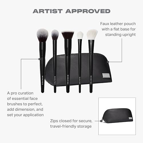 Morphe Face The Beat Makeup Brushes - 5 Piece Makeup Brush Set with Foundation, Blush, Contour & Blending Brushes - Made with Synthetic Bristles & Includes Makeup Brush Case (5 Count) thumbnail 3