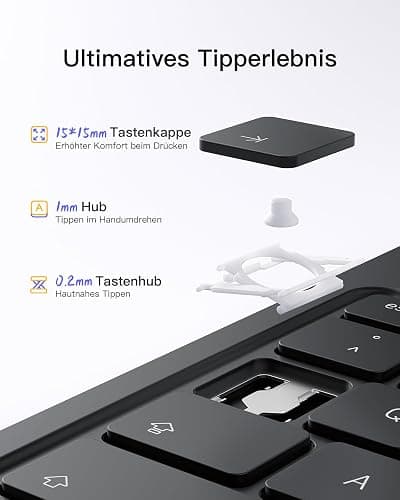Inateck iPad 10 Generation Hülle mit Tastatur, für iPad 11 Gen. A16 2025 11 Zoll, Air 11 Zoll M3/M2 (2025/2024),Air 5/4, Pro 11 4/3/2/1,QWERTZ,Ultraleichte Tastatur mit Stifthalter,AirTap BK2007 thumbnail 7