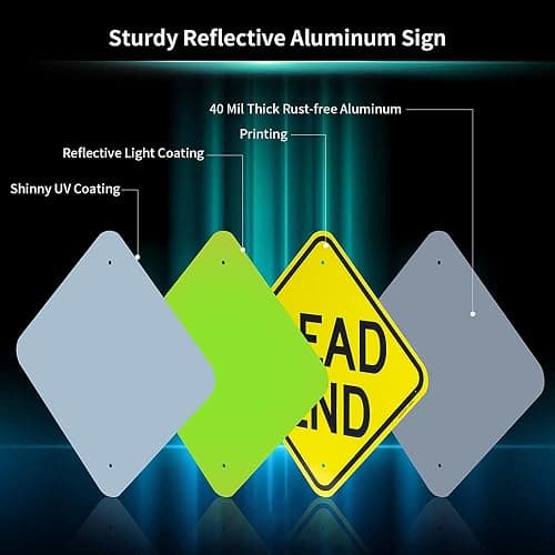 Dead End Sign，- 12"x 12" - .040 Aluminum Reflective Sign Rust Free Aluminum-UV Protected and Weatherproof thumbnail 2