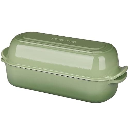 EDGING CASTING Enameled Cast Iron Loaf Pan with Lid, Bread pan, Dutch Oven Bread pan for Homemade Sourdough Bread Baking, 12.5x5.5 inch, 5qt, Pistachio Green thumbnail 3