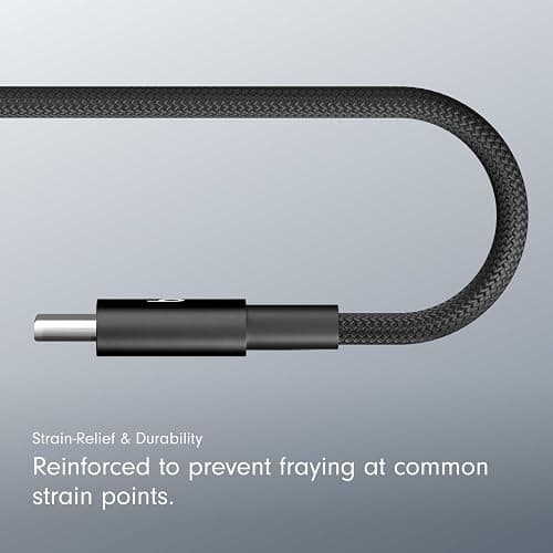 Beats USB-C to USB-C Woven Cable Fast Charging Durable/Tangle-Free Compatible Charger for Apple & Android Devices (1.5 m, 5 ft) - Bolt Black thumbnail 5