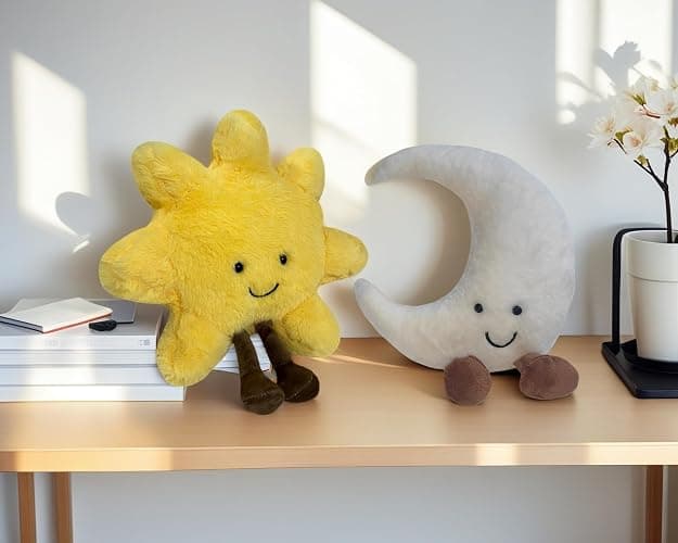 New Sun Plush Moon Plush Toy,Soft Bedside Sofa Pillows Stuffed Animal Plushie Doll Toys Room Decoration Gift for Kids Children (Sun+Moon) thumbnail 2