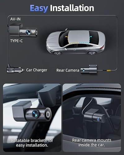 4K Dash Cam Front and Rear, 64GB SD Card, 1.5” IPS Display Car Camera, 5Ghz WiFi+App Control, Night Vision, 24H Parking Mode, G-Sensor, WDR, 170° Wide Angle, 4K+1080P Dual Dash Camera for Cars thumbnail 8