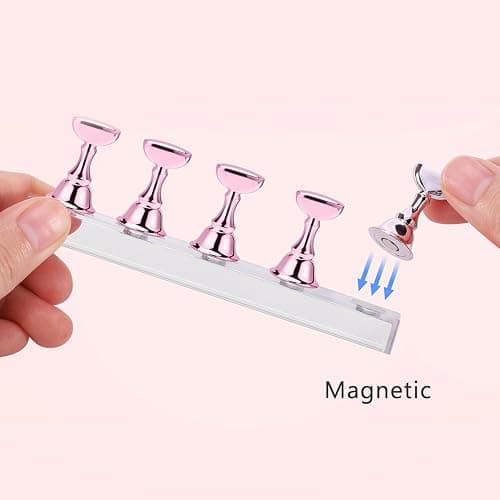 Etercycle Nail Stand Acrylic Nail Art Display Stand Practice Nail Holder for Painting Nails Magnetic Practice Stands with Double-sided Tape For DIY Salon Supplies (Pink) thumbnail 2