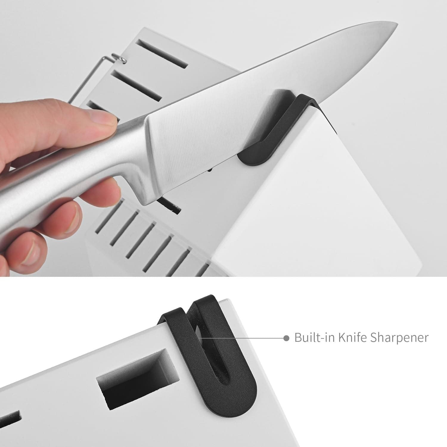 RAXCO 19PCS Kitchen Knife Set with Block & Sharpener, 6 Chef Knives & 8 Steak Knives for Home Restaurant (White) thumbnail 6