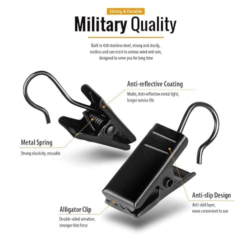 Teenitor 100 Pack Small Curtain Clips Curtain Hooks for Outdoor String Lights, Stainless Steel Clips for Hanging Curtain Hooks for Drapes, Black thumbnail 3