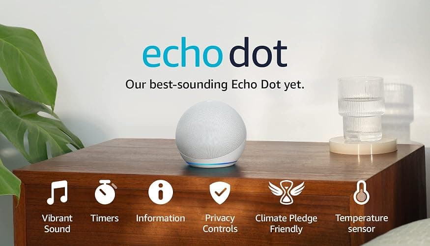 Echo Dot (Newest gen) | Big vibrant sound Wi-Fi and Bluetooth smart speaker with Alexa | Glacier White thumbnail 10