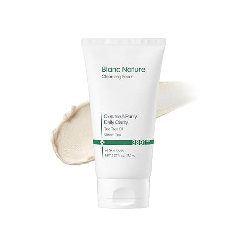 BLANC NATURE Cleansing Foam, Tea Tree Pore Deep Facial Cleanser for Oily & Sensitive Skin, Centella Asiatica, Green Tea, Korean Skincare, 5.07 fl oz (150 ml) - Image 1