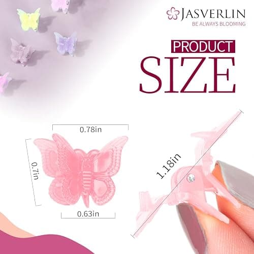 JASVERLIN Butterfly Clips for Hair 50pcs, Cute Mini Small Hair Accessories for Kids Teens Girls Women 90s Y2K Colorful Pastel Clip Claw, 10 Colors (Jelly) thumbnail 3