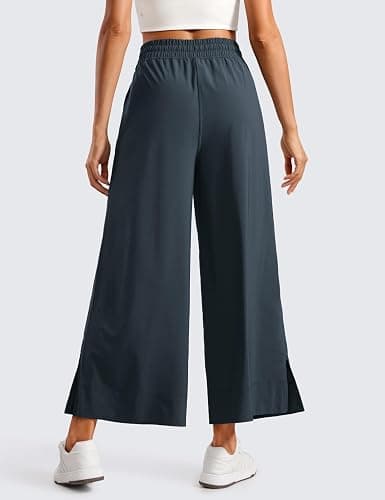 CRZ YOGA Lightweight Wide Leg Crop Pants 25" | Casual, Travel, Comfy, Soft, Split, Loose Fit, Pockets, for Women thumbnail 2