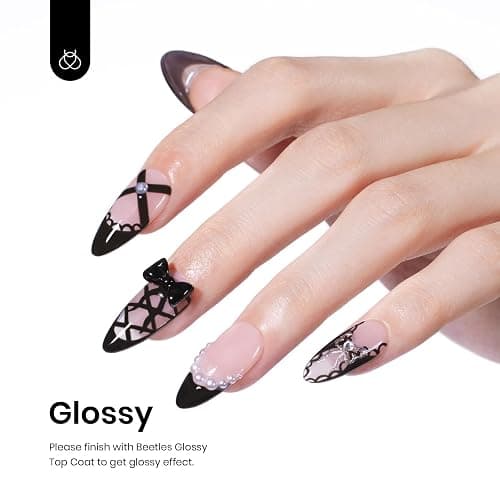 Beetles Black Gel Polish, 1 Pcs 15ml Audrey Black Nail Polish Color Gel Nail Polish Soak Off Art Manicure Salon DIY Uv Lamp Nail Design Decoration at Home thumbnail 3