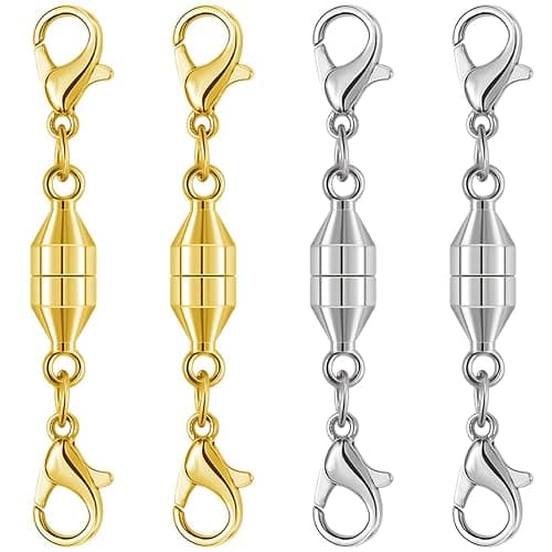 Magnetic Necklace Clasps and Closures,925 Silver Magnetic Clasp Converter, Jewelry Making Supplies, Chain Extender Connector (2golden+2silvery) - Image 1