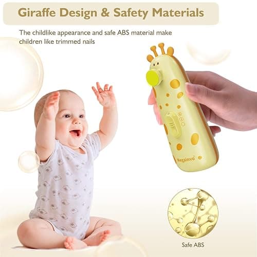 Elektrische Nagelfeile Baby Nagelpflegeset Elektrisch Nagelpflege Nail Trimmer Nagelschere Nageltrimmer Nail File Maniküre & Pediküre Set für Neugeborene Baby mit Licht, Gelb thumbnail 6