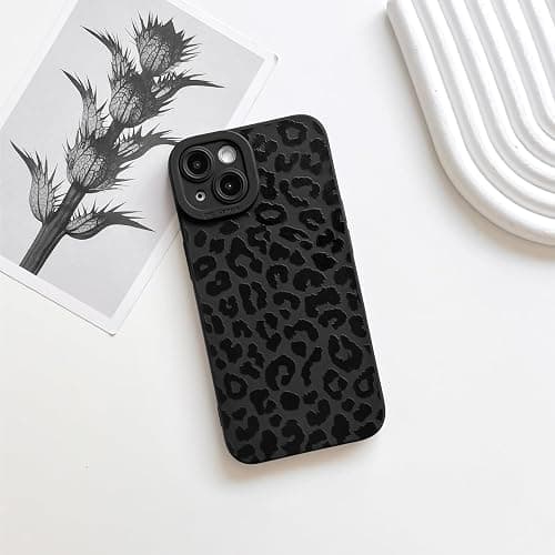 NITITOP Compatible with iPhone 15 Case Cute Vintage Leopard Print Design for Women Girls Men Boys Aesthetic Cheetah Soft TPU Shockproof Protective Anti Scratch Protective Cover - Black | Vintage, Cheetah, Precision camera cutouts, For girl woman, Slim fit, Soft TPU, Anti scratch, Shockproof thumbnail 2