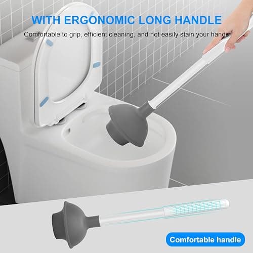 SetSail Toilet Brush and Plunger Set, Toilet Plungers for Bathroom Heavy Duty Toilet Bowl Brush and Holder Hidden Toilet Plunger and Brush Set for Deeply Cleaning - white thumbnail 6