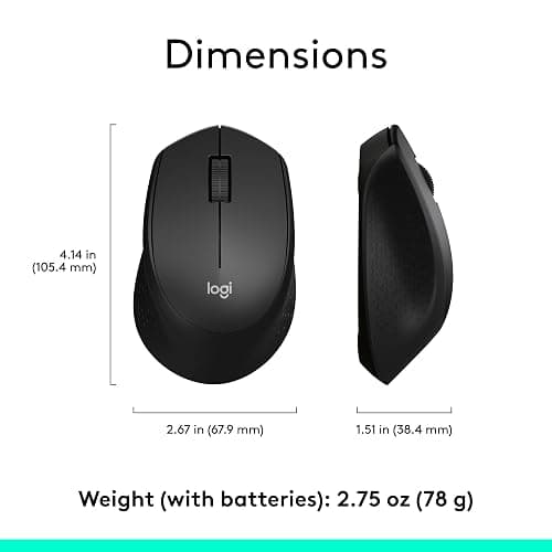 Logitech M330 SILENT Wireless Mouse, 2.4GHz with USB Receiver, Optical Tracking, Quiet & Lightweight, Long Battery Life, for PC, Mac, Laptop, Chromebook - Black thumbnail 8