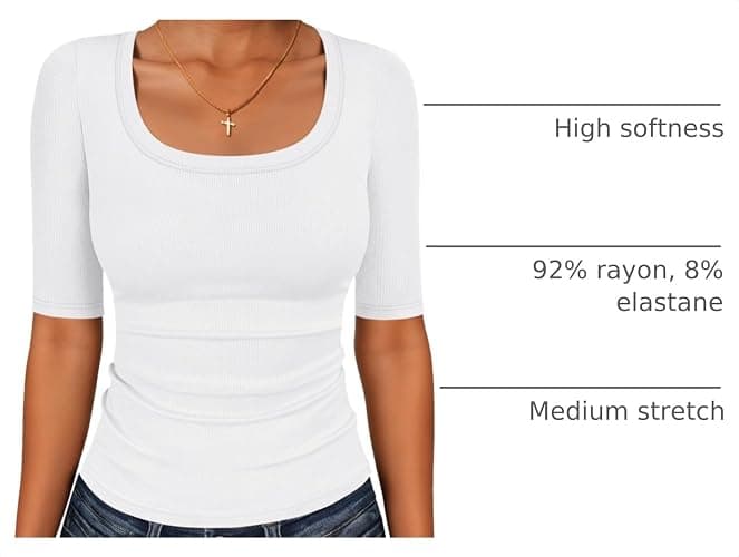 ANRABESS Womens Half Sleeve Tops Scoop Neck Ribbed Knit Slim Fitted Basic Tee Shirts Summer 2026 Trendy Spring Casual Clothes thumbnail 4