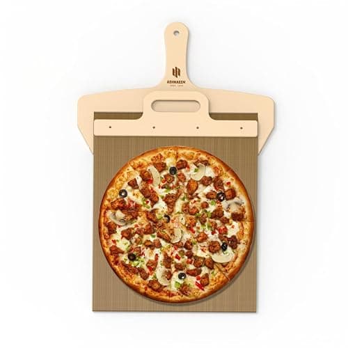 ASHNAEEM Premium Sliding Pizza Peel | Non-Stick Pizza Spatula Paddle with Wooden Handle | Smart Pizza Slider for Indoor & Outdoor Ovens | Large 19.68" x 11.81" Pizza Board - Image 1