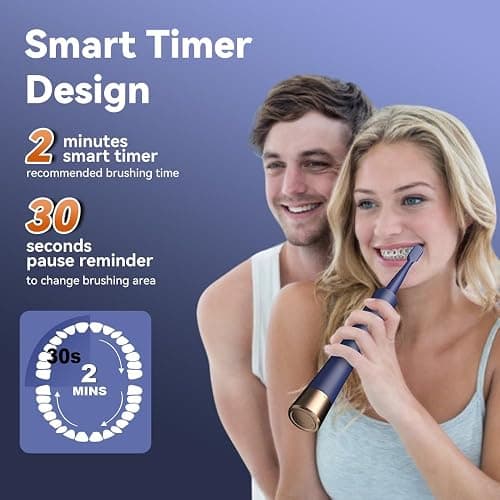JTF Orthodontic Electric Toothbrush for Braces: 6 U-Shaped Soft Brush Heads, 5 Brushing Mode, 2Min Timer, IPX7 Waterproof, Deep Oral Clean, Rechargeable Sonic Toothbrushes for Tooth with Dental Device thumbnail 3
