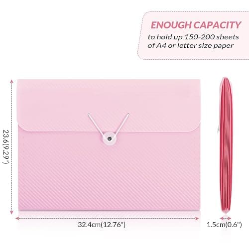SKYDUE Pink School Office Supplies, Accordion File Organizer - 7 Pocket Letter Size Expanding Folder for School & Office - Portable Document Organizer thumbnail 4