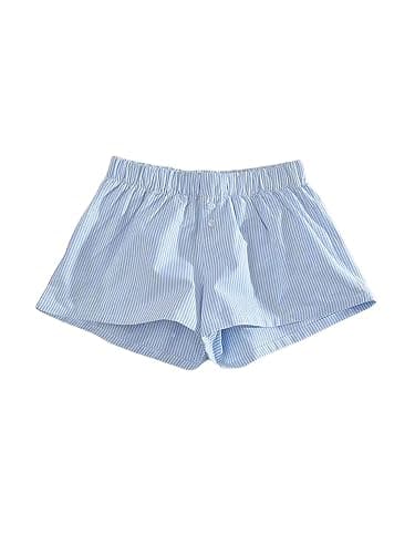 COZYEASE Girl's Striped Button Front Mini Shorts Elastic Waist Wide Leg Summer Shorts - Image 1