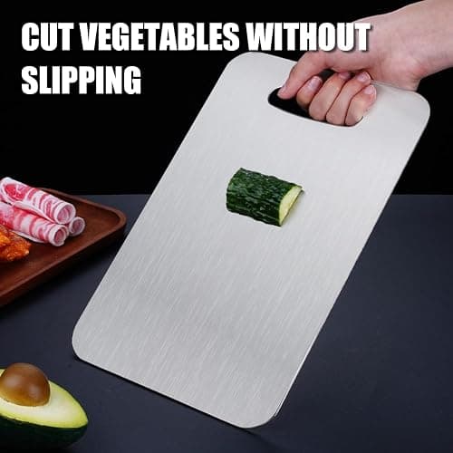 Titanium Cutting Board - 2026 New Upgrade 100% Pure Titanium Cutting Boards for Kitchen Double Sided Non Toxic Titanware Cutting Board,Hygiene Durable Dishwasher Safe Chopping Board (12"L x 9"W) thumbnail 4