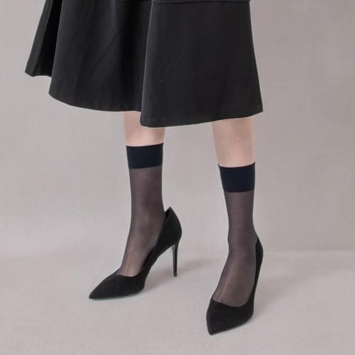 Mcool Mary Womens Nylon Sheer Socks Nude Crew Stocking Ultra Thin Cool See Through Calf High Silk Socks for Women 6Pack thumbnail 8