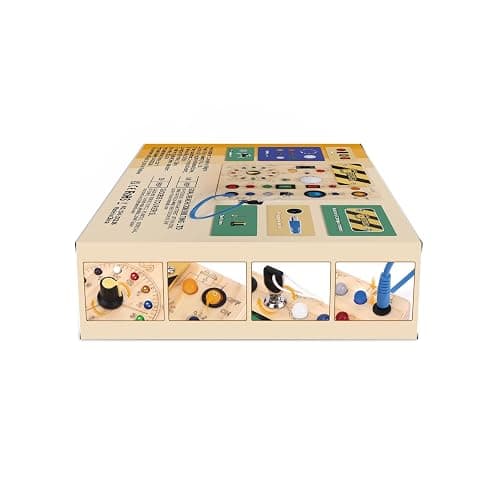 Iabedi Busy Board, Montessori Toy for 1-3 Years Old, Wooden Toddler Sensory Travel Toy, Ideal Gift for 1+ Year Old Boys (Busy Board Plus V2), Medium, Yellow - Busy Board Plus V2 thumbnail 12
