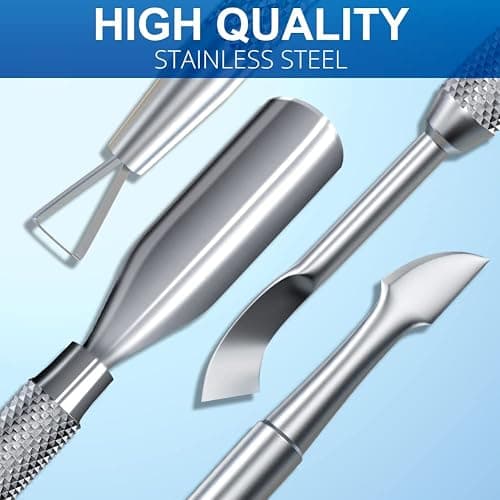 2PCS Metal Silver Cuticle Pusher and Scraper, Nail Trimmer Cutter Stainless Steel Gel Scraper Tool, Nail Polish Remover Peeler Durable Salon Manicure Pedicure Cleaner for Fingernail and Toenail thumbnail 6