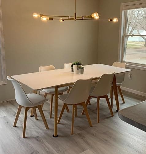 sinlikon Lot de 4 chaises scandinaves, ergonomiques, avec pieds en bois massif et coussin en mousse souple, blanc thumbnail 2