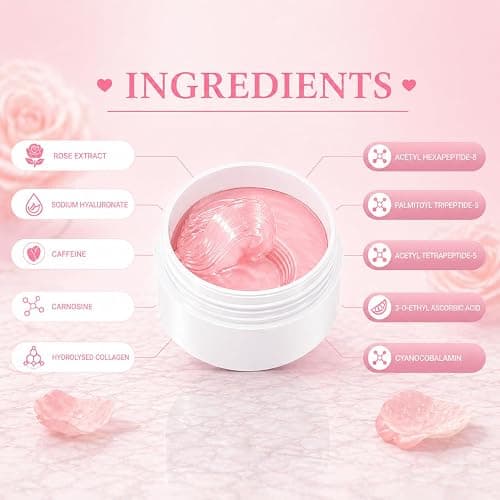 FANMIN Under Eye Mask, Rose Under Eye Gel Pads With Collagen, Skincare Eye Patch Masks for Women and Men thumbnail 2