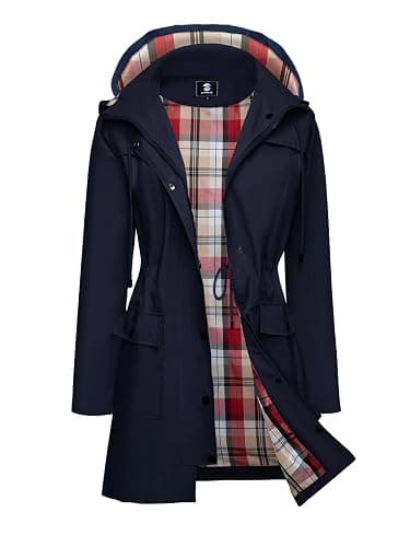 SaphiRose Women's Waterproof Rain Jacket Long Raincoat Hooded Windbreaker Trench Coat thumbnail 5