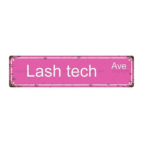LASH TECH AVE GIRLS WOMEN Metal Tin Street Sign Bar Cafe Garage Cave Home Room Wall Bathroom Farmhouse Garden Porch Patio Decor, 16 x 4 Inch - Image 1