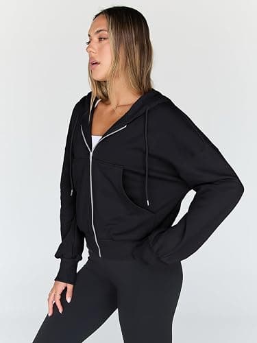 Trendy Queen Hoodies for Women Full Zip Up Cropped Sweatshirts Jackets Casual Comfy Gym Tops Fall Outfits Winter Clothes 2025 thumbnail 3