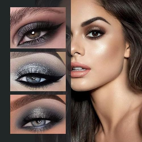 Katiluxiya 24Colors Black Grey Smokey Eyeshadow Palette, Matte Black Smoky Eye Shadow Palette, Shimmer High Pigmented Basic Black White Gray Shade Eye Black Makeup for Halloween. (24, Colors) thumbnail 3