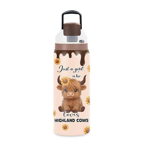 Cow Gifts for Women, 32oz Water Bottle with Handle for Girl Friend | Tumbler with 2-in-1 Leak Proof Lid for Outdoor Sports, Christmas Thanksgiving Birthday Gift for Her Wife Daughter - Image 1