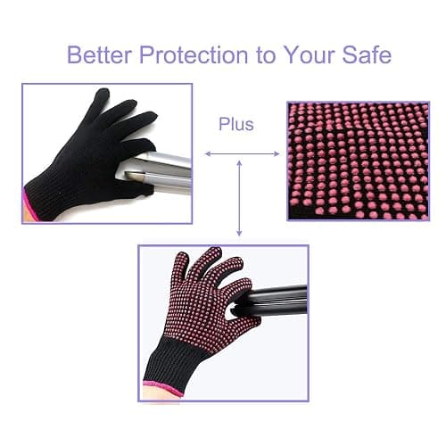 Professional Heat Resistant Glove Non Slip Silicone Bump for Hair Styling Heat Blocking for Curling, Flat Iron and Curling Wand Suitable for Left and Right Hands, 1 Piece thumbnail 5