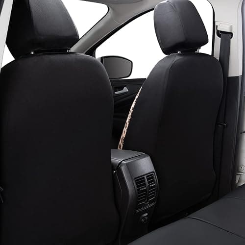 Flying Banner car seat Covers Protects Leopard Printing Velvet Faux Leather Carbon Fiber Front and Rear Bench (Leopard Brown Black, Full Set - 8PCS) thumbnail 3