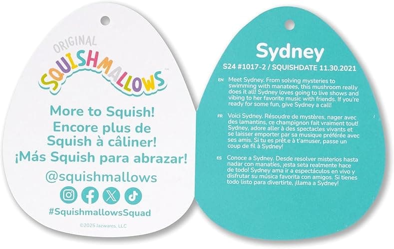 Squishmallows Original 24in Sydney The Teal Spotted Mushroom – Official Jazwares Plush (Jumbo) thumbnail 7