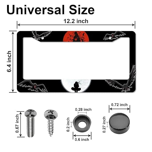 Anime License Plate Frames，Anime Car Accessories for Women & Men，Cute License Plate Holder，Aluminum License Plate Frame Fits Standard US Vehicles Size 12.2 x 6 Inch (Black-2pcs) thumbnail 2