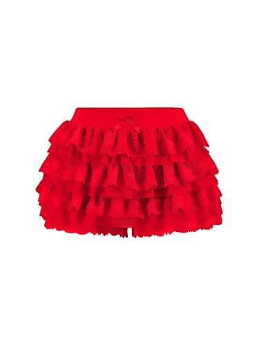 Women Y2K Lace Multi-Layered Bloomers, Lolita Ruffle Shorts, Sexy Short Pumpkin Pants, Elastic Waist Sweet Pettipants - Image 1